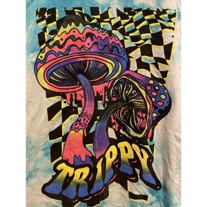 Vtg popular poison trippy mushroom print tie dye T Shirt Size L
